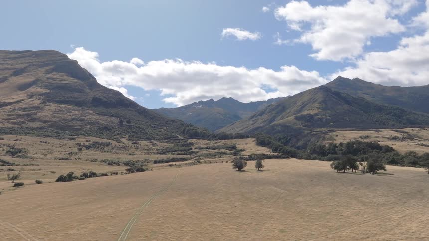 Aerial panorama of mountain ranges seen during the day