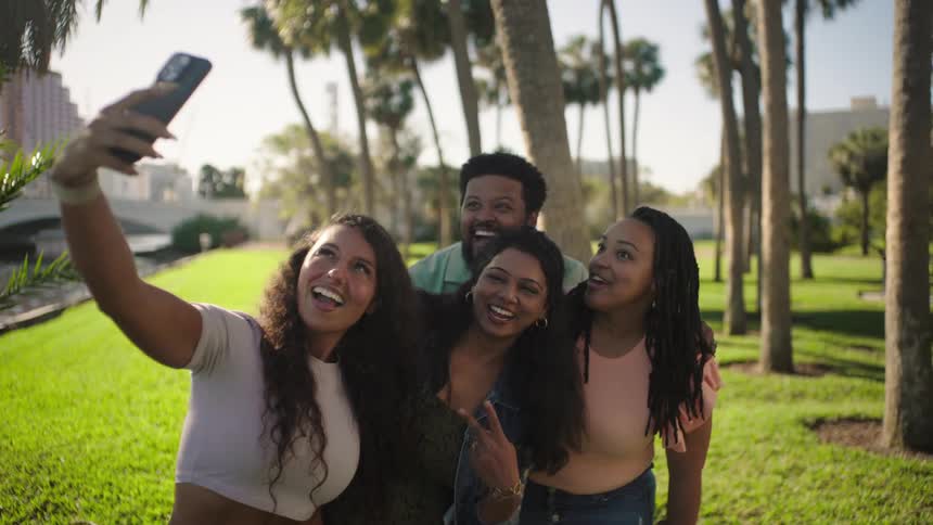 A footage of people taking a selfie