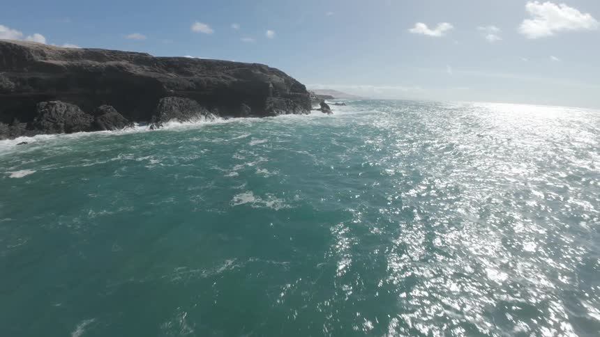 A fly over a coastal area