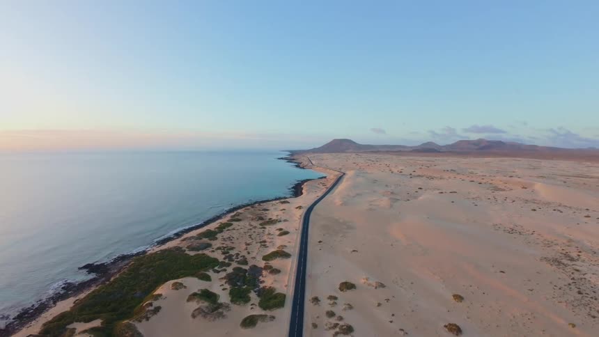 An aerial footage of a seashore