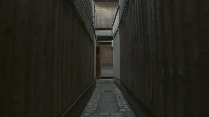 Long narrow hallway in between buildings