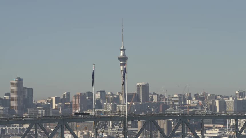 A large bridge is before the city