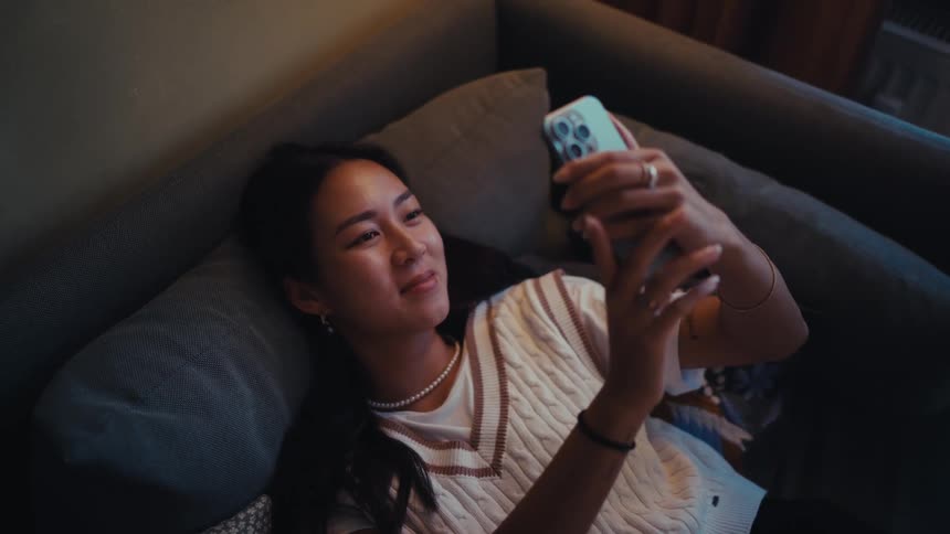 A footage of a lady making a video call