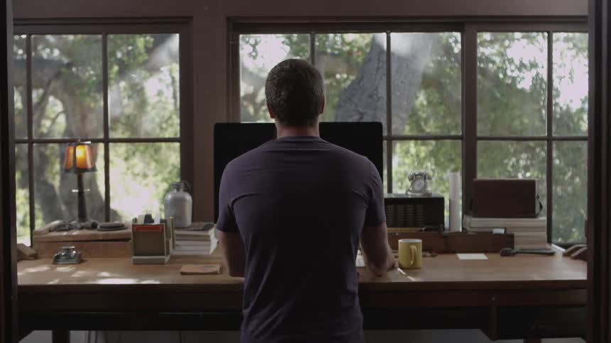 Man works at a computer