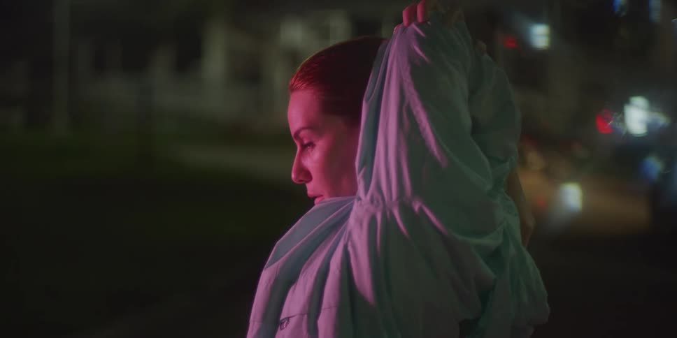 Woman stretching outside
