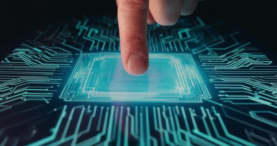Finger pressing a computer hardware board