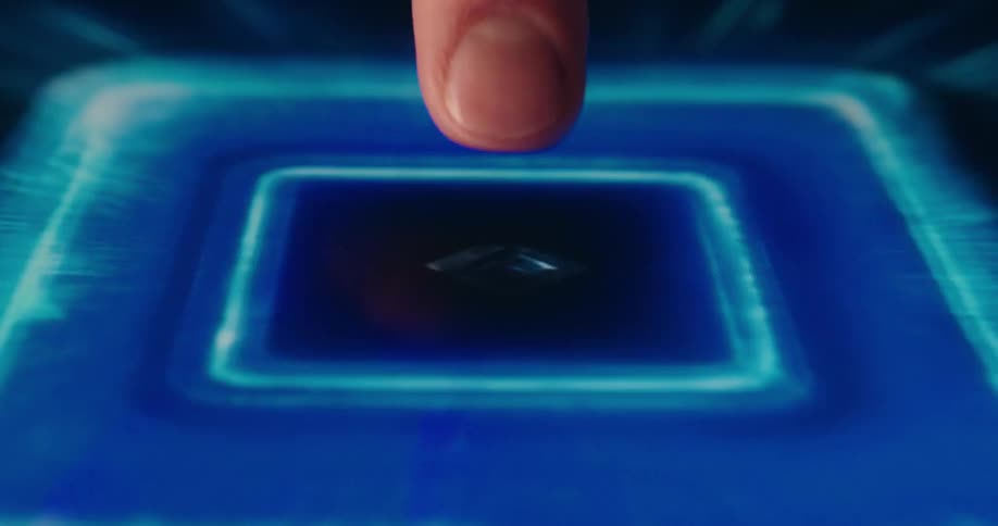 Persons finger pressing a screen