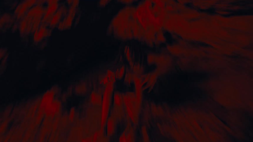 Hallucinating man inside a cave with a red light