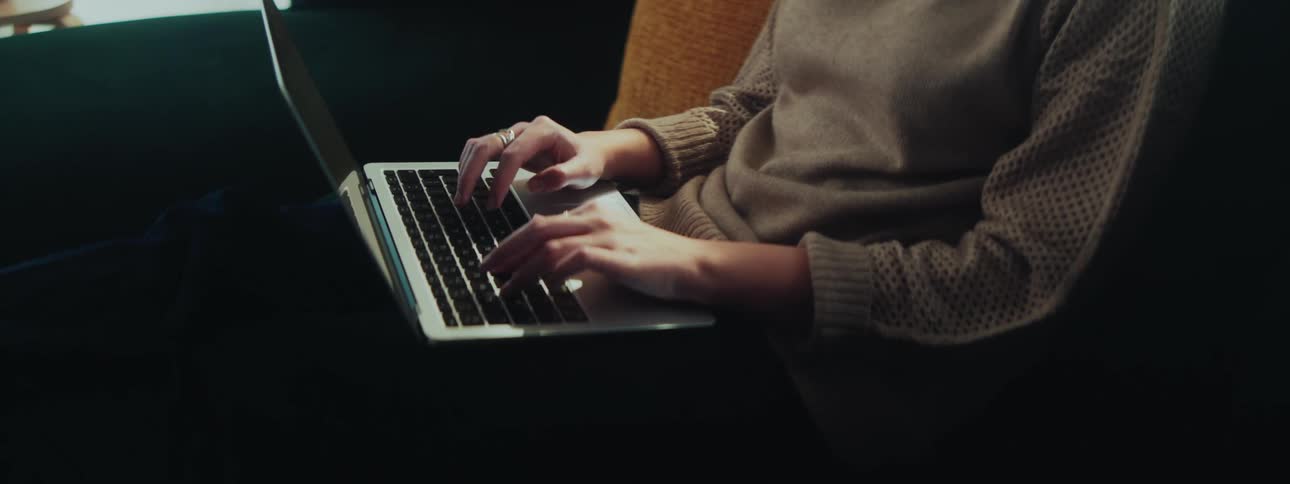 A footage of a lady typing