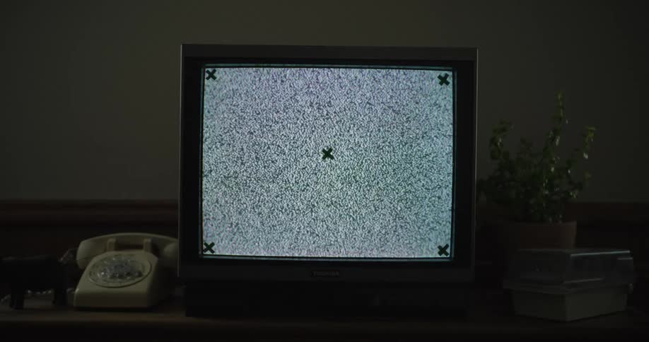 Static flickers on the small television screen