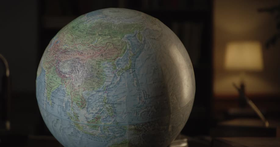 A slow close up of a globe