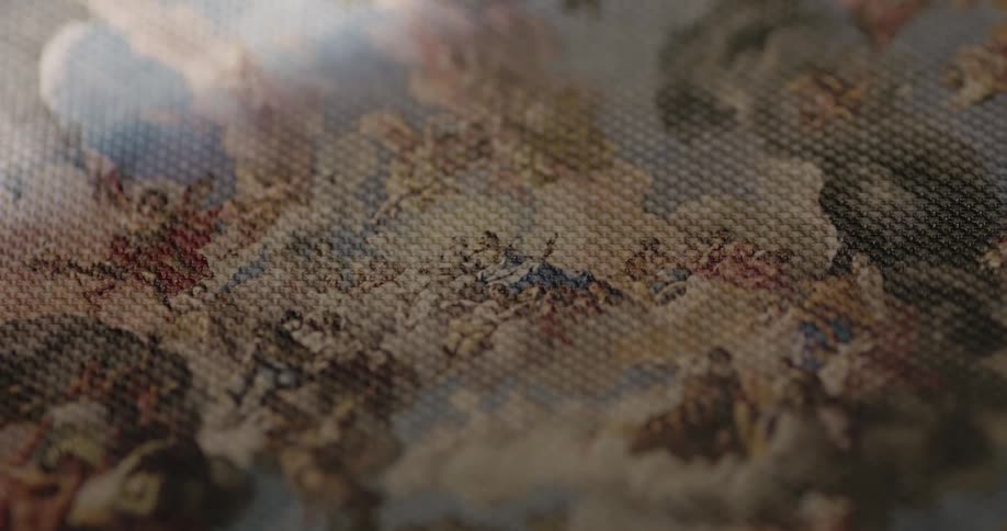 The painting slowly comes into focus during the day