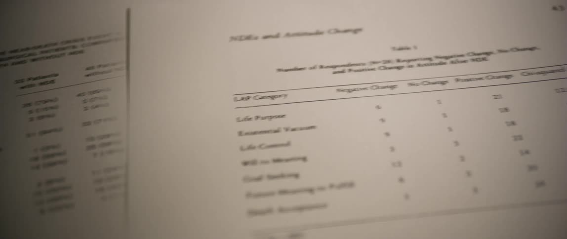 Documents from a research study are strewn out