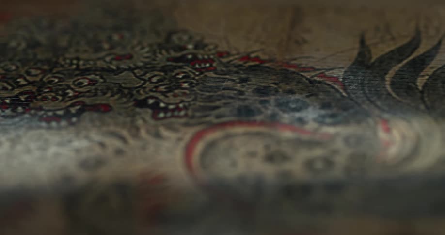 Light shines on the painting