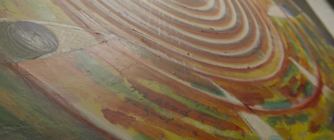Words are written on the painting