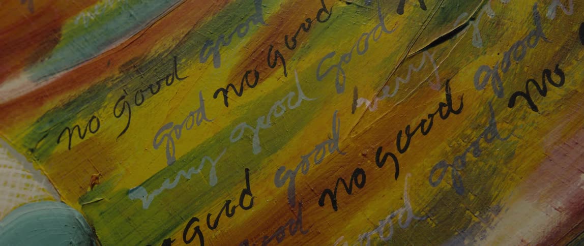 Surface with a painting and artistic text