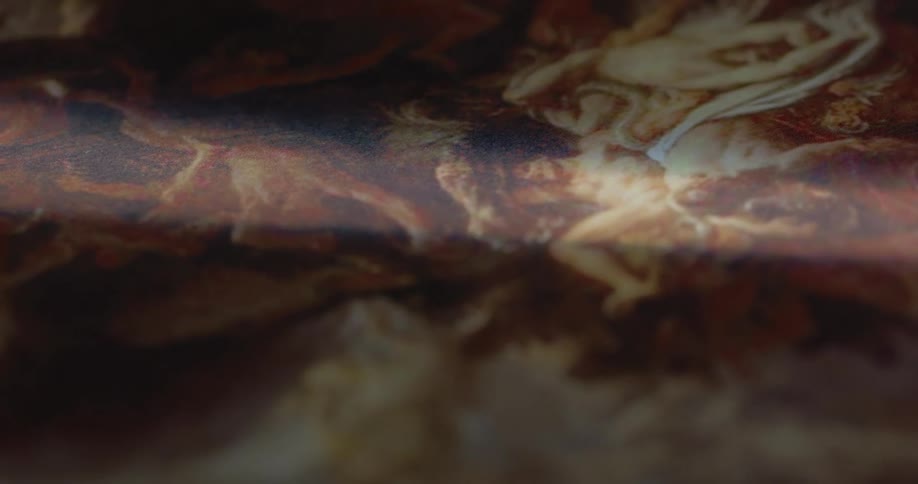 Close up of an artwork with a religious angel