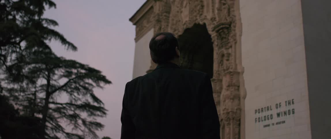 A man facing a large ancient building contemplating