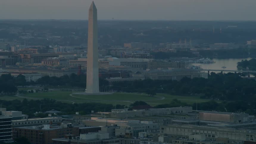 View of the washington monument at sunset