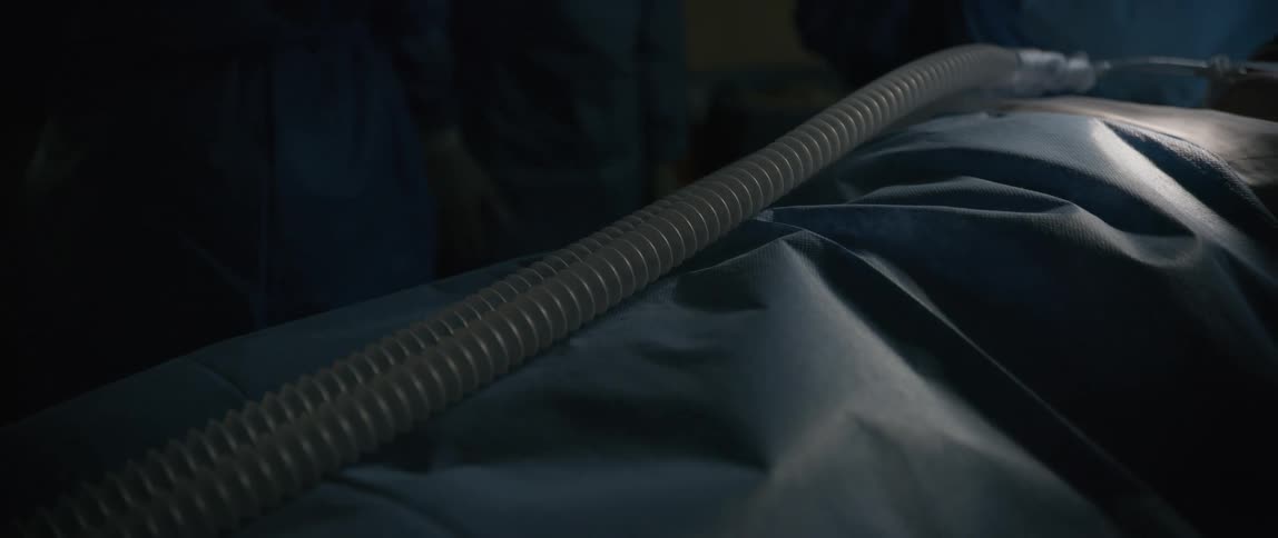A patient has a breathing tube in the hospital