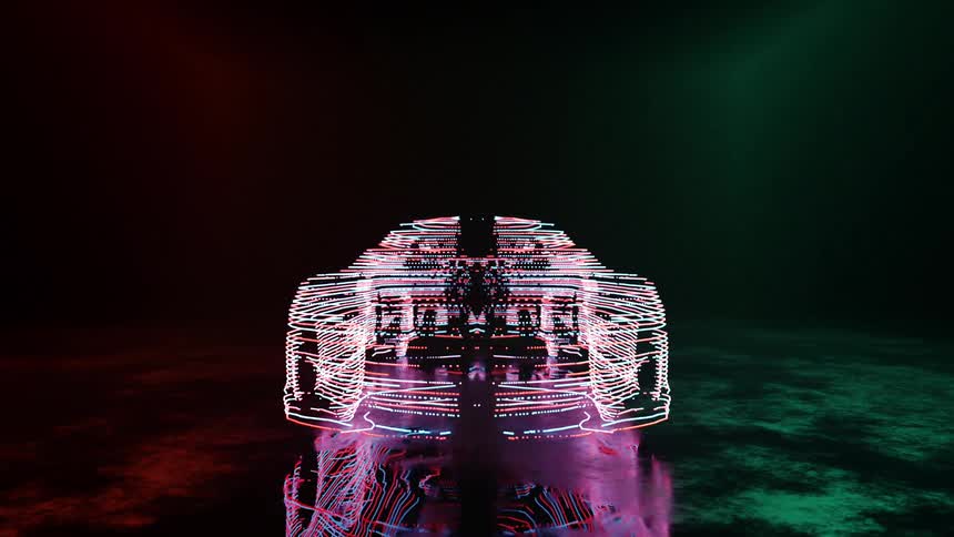 Lights light up in the shape of a car