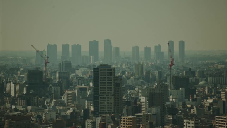 Panorama of a sprawling metropolis with skyscrapers