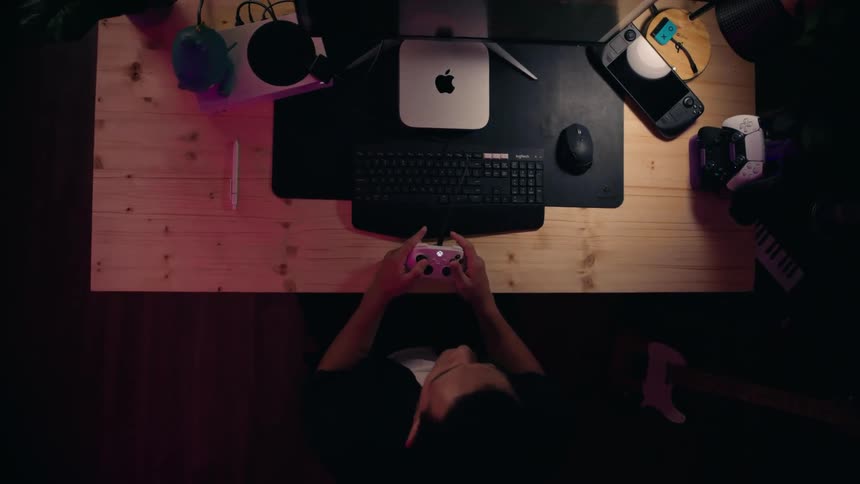 Man playing video games on a computer