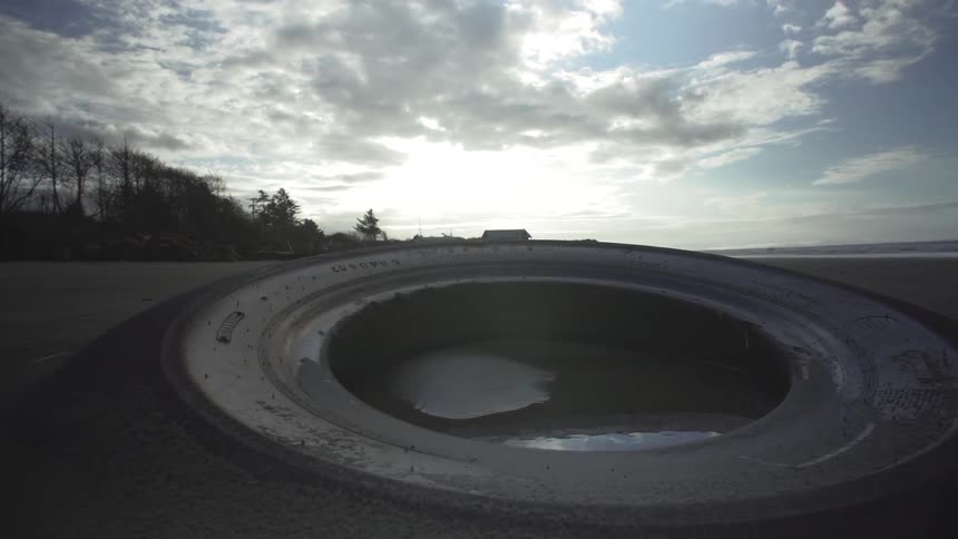 A tire laying in the road