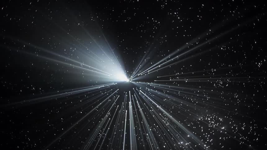 A sky full of stars and a light shining down
