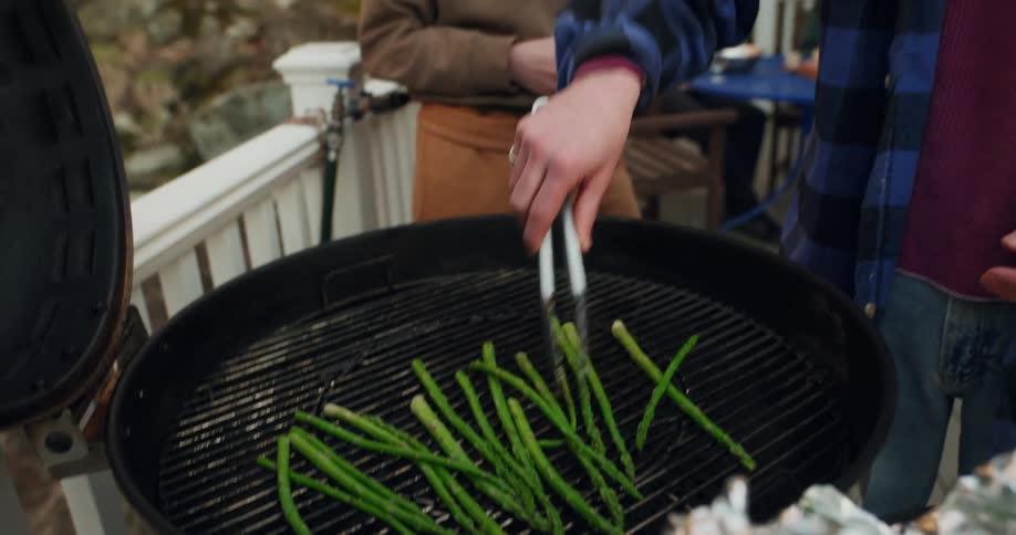 Man cooking asparagus