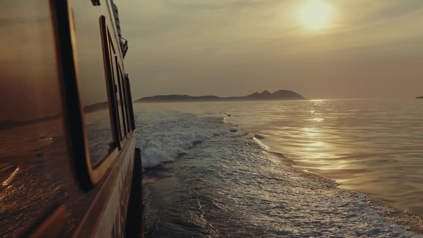 Boat moving across the ocean