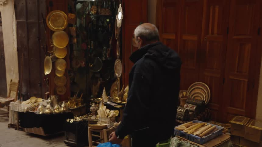 Market stall selling metal