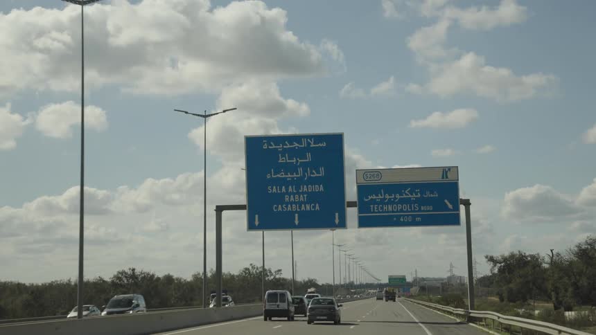 Traffic is traveling on the highway