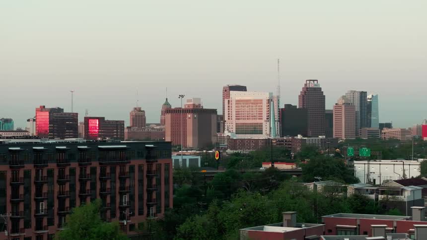 City skyline of a metropolitan area in the morning