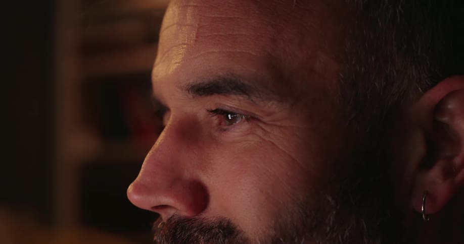 Person staring and smiling