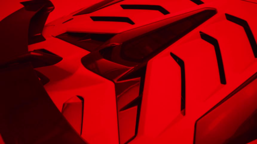 Red light radiating from the top of a lamborghini