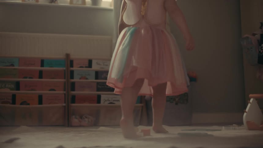 A child is playing in the room
