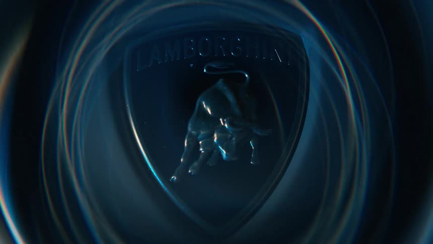 Closeup of the lamborghini logo
