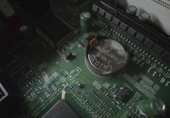 Close up of a computer board with circuits