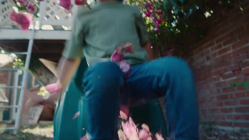 A child playing on a slide