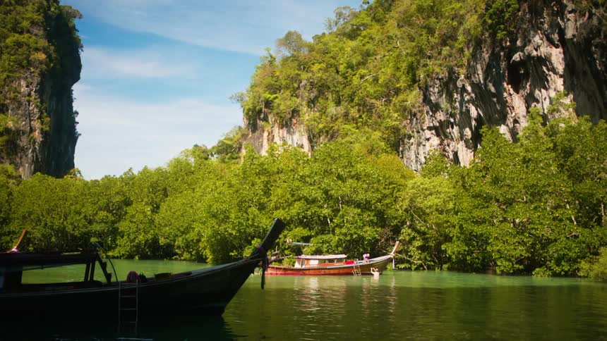 A person jumps off the boat into the water