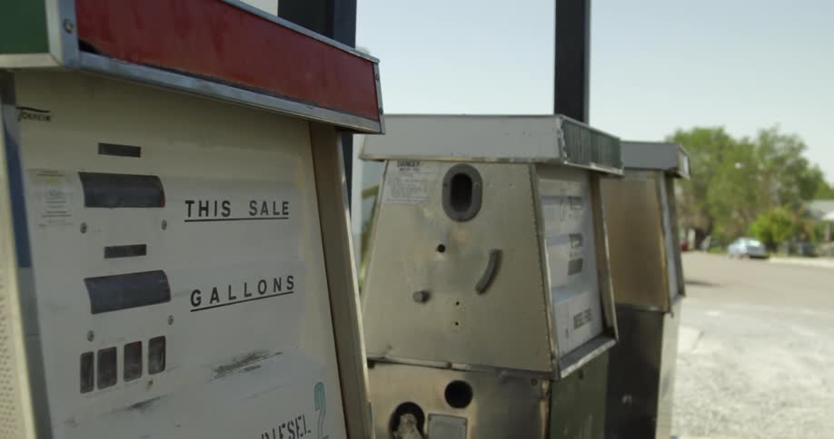 Gas station pumps have no customers on a sunny day