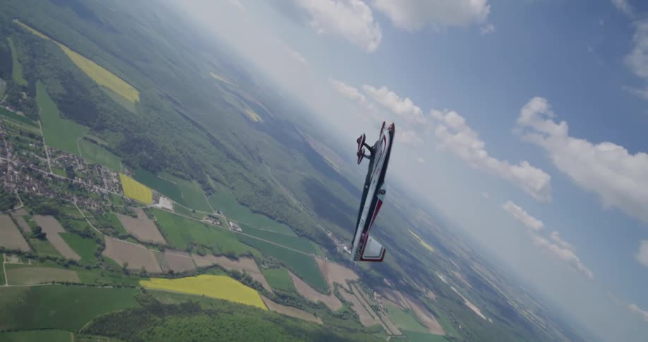 A small plane does tricks in the air