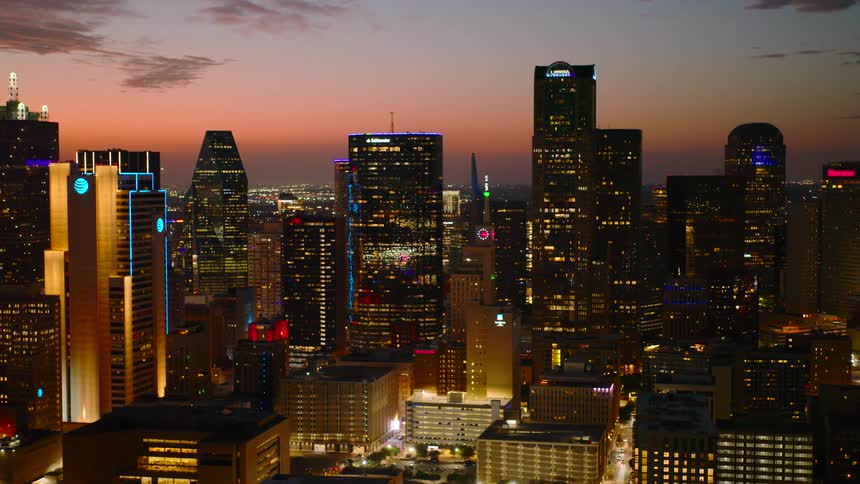 A large city with towering buildings