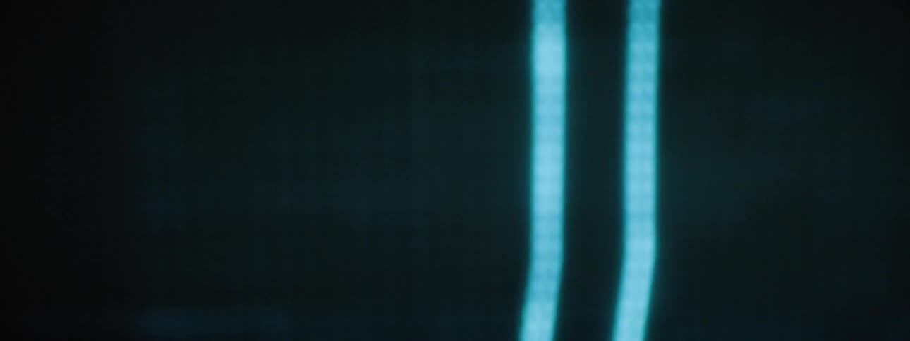 A screen display showing a series of distorted lines