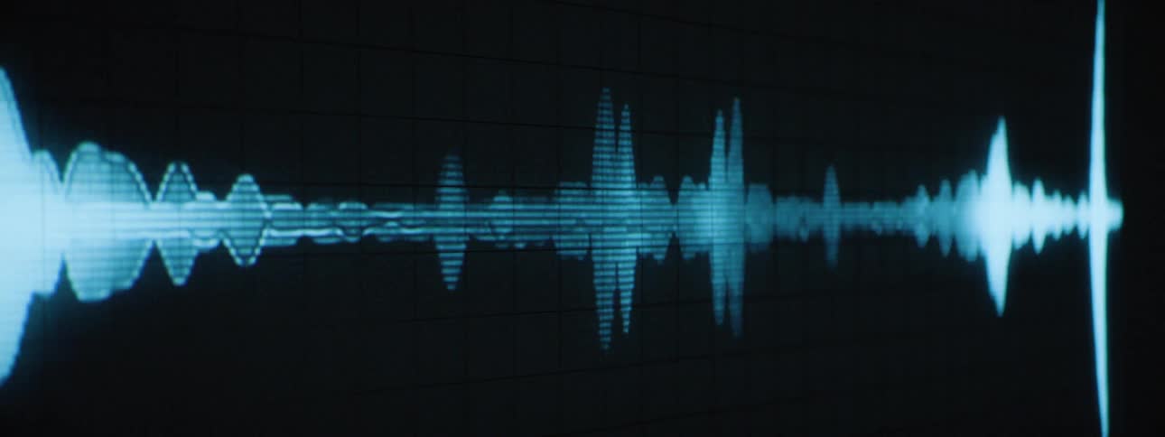 Flashes of light show the image of a sound wave on a screen