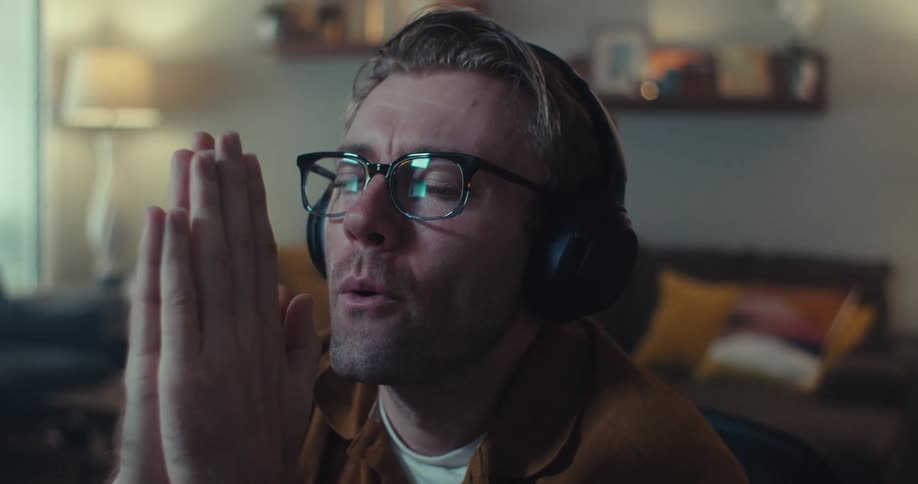 A man sighs in relief