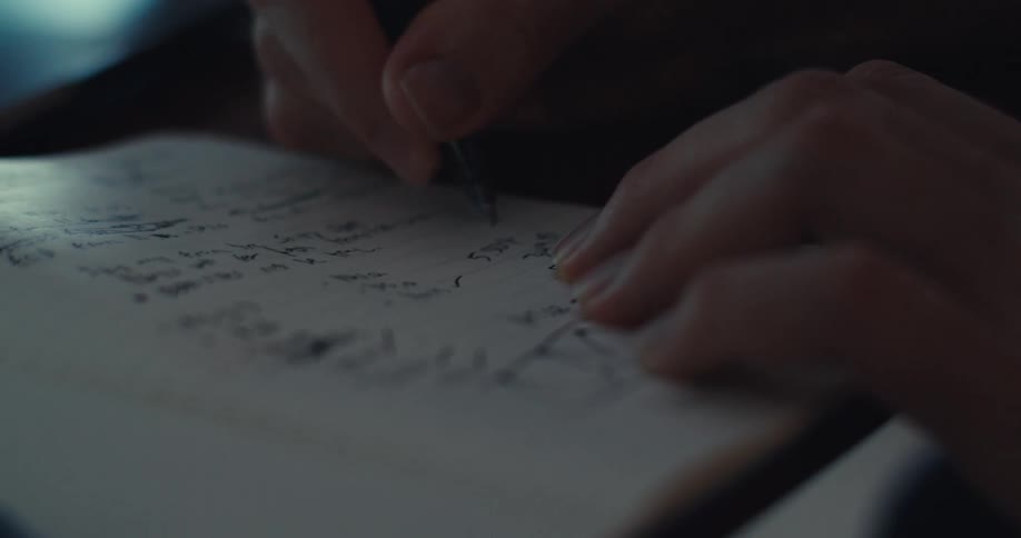 Man takes down notes while carefully studying a trading chart on a computer screen