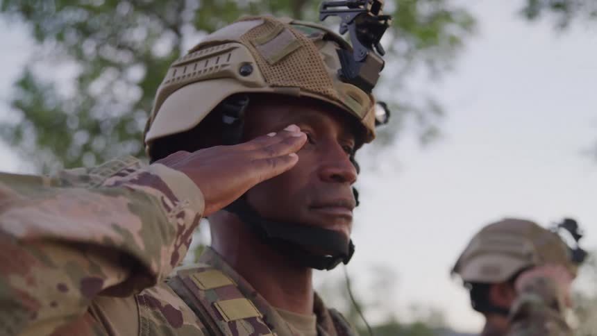 Two soldiers in salute position