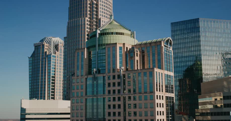 A city with huge modern buildings